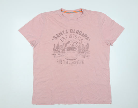 Dunnes Stores Men's Pink 2XL California Mountain Graphic Print T-Shirt