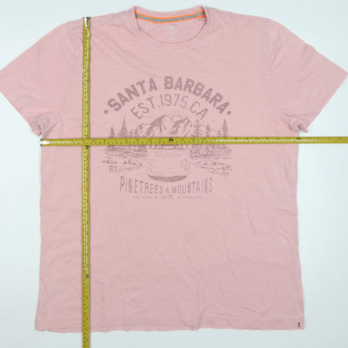 Dunnes Stores Men's Pink 2XL California Mountain Graphic Print T-Shirt