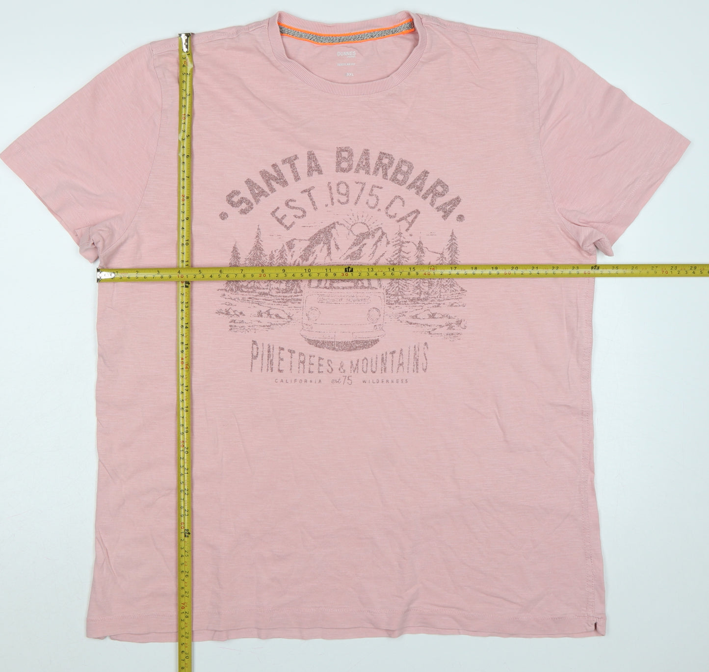 Dunnes Stores Men's Pink 2XL California Mountain Graphic Print T-Shirt
