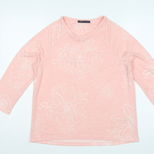 Marks and Spencer Women Pink UK 12 Floral Jersey Long Sleeve T-Shirt