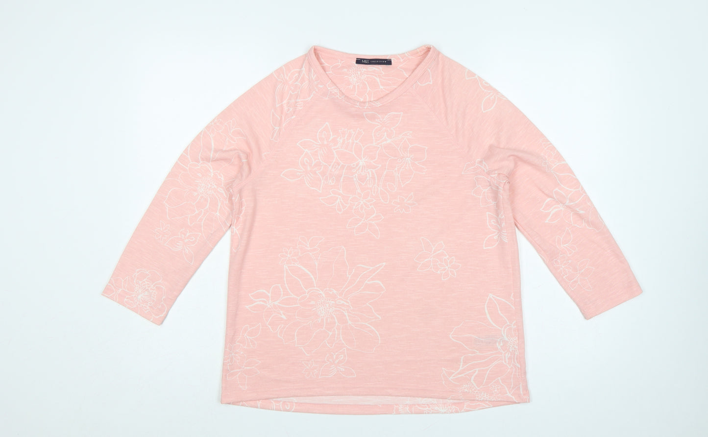 Marks and Spencer Women Pink UK 12 Floral Jersey Long Sleeve T-Shirt