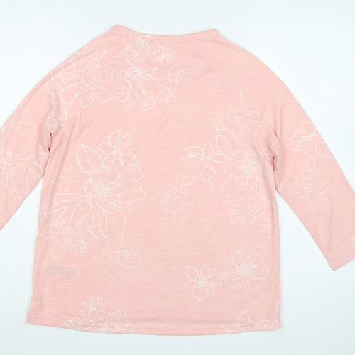 Marks and Spencer Women Pink UK 12 Floral Jersey Long Sleeve T-Shirt