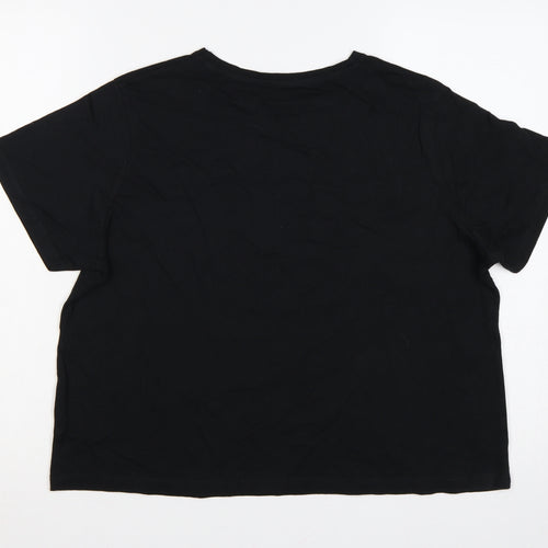 Dunnes Stores Women Black L Floral Bonjour Madame Cotton T-Shirt
