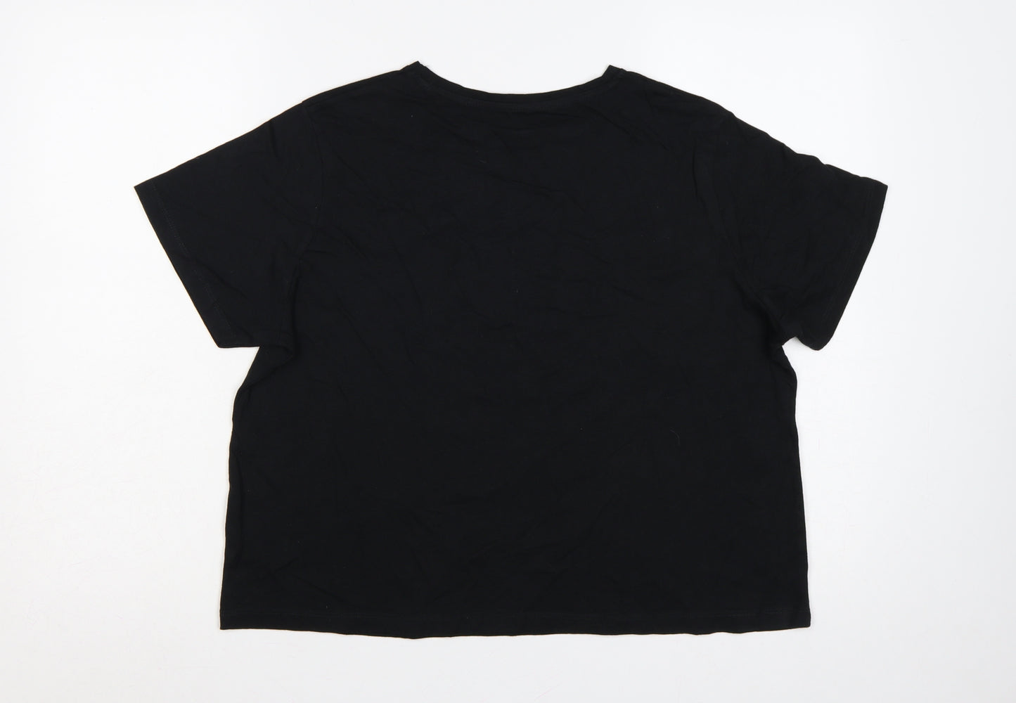 Dunnes Stores Women Black L Floral Bonjour Madame Cotton T-Shirt
