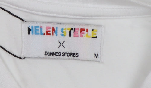Helen Steele Women White M Graphic Sports T-Shirt Short Sleeve