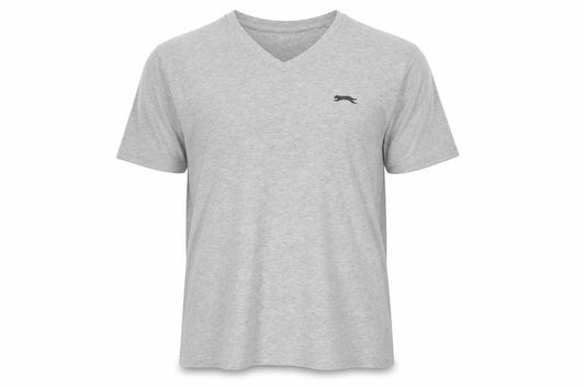 Slazenger Men’s Grey L V-Neck Short Sleeve Cotton Blend Logo T-Shirt
