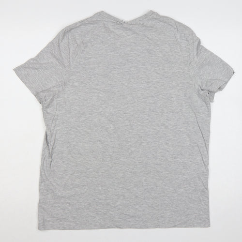 Slazenger Men’s Grey L V-Neck Short Sleeve Cotton Blend Logo T-Shirt