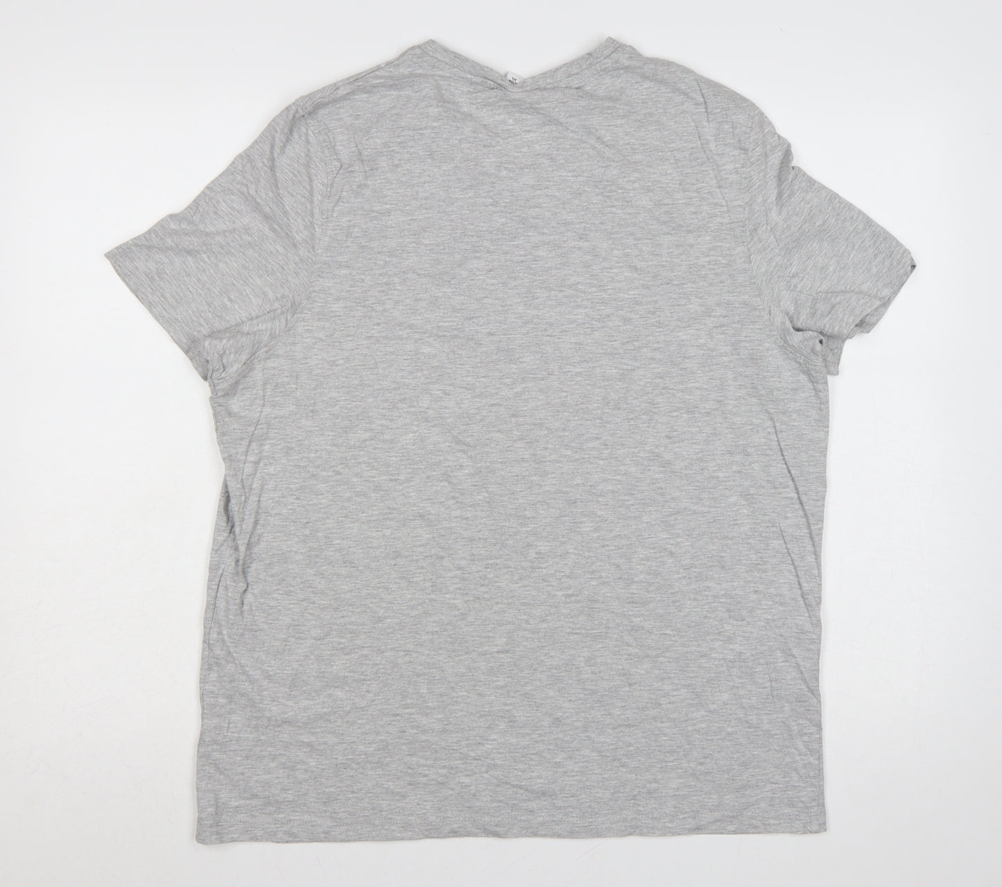 Slazenger Men’s Grey L V-Neck Short Sleeve Cotton Blend Logo T-Shirt