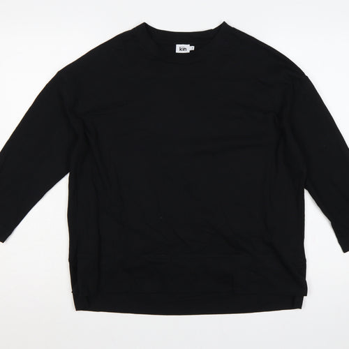 Kin Women Black S Basic Cotton Jersey 3/4 Sleeve T-Shirt