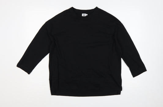 Kin Women Black S Basic Cotton Jersey 3/4 Sleeve T-Shirt