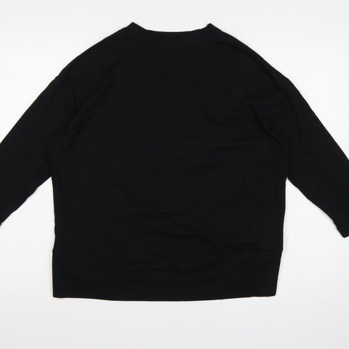 Kin Women Black S Basic Cotton Jersey 3/4 Sleeve T-Shirt