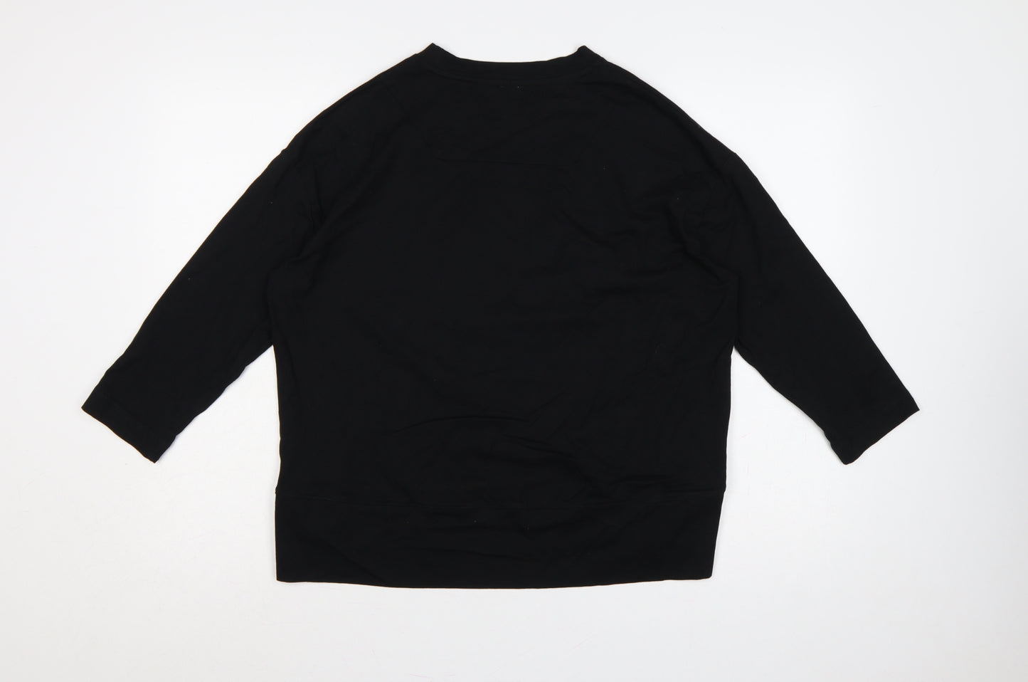 Kin Women Black S Basic Cotton Jersey 3/4 Sleeve T-Shirt