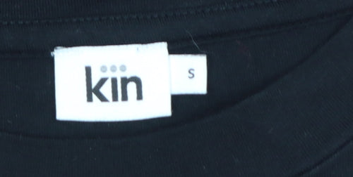 Kin Women Black S Basic Cotton Jersey 3/4 Sleeve T-Shirt