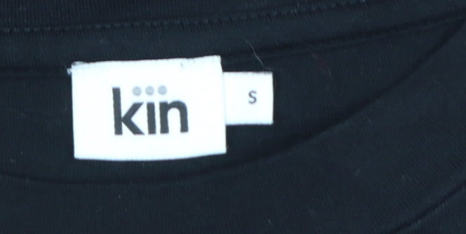 Kin Women Black S Basic Cotton Jersey 3/4 Sleeve T-Shirt