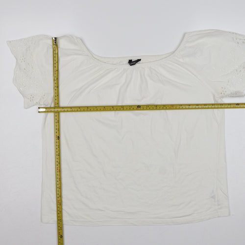 Dunnes Stores Women White UK 12 Basic Jersey T-Shirt Embroidered