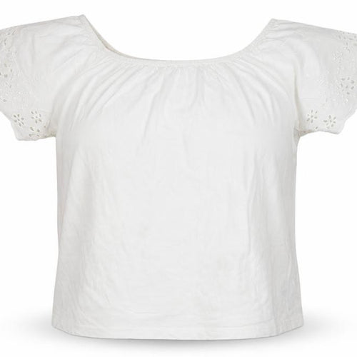 Dunnes Stores Women White UK 12 Basic Jersey T-Shirt Embroidered