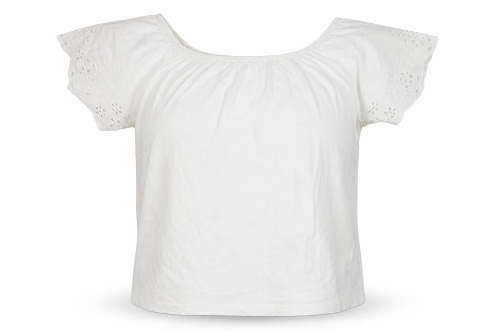 Dunnes Stores Women White UK 12 Basic Jersey T-Shirt Embroidered