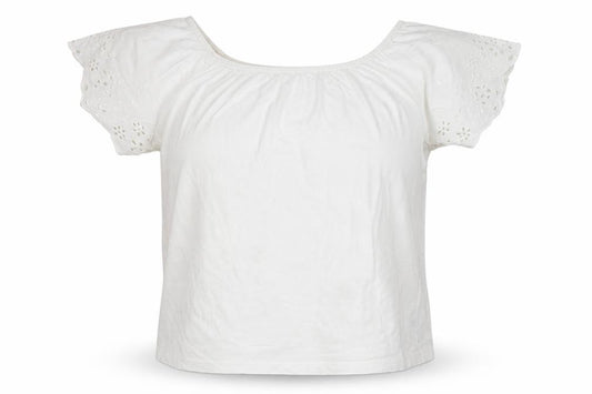 Dunnes Stores Women White UK 12 Basic Jersey T-Shirt Embroidered
