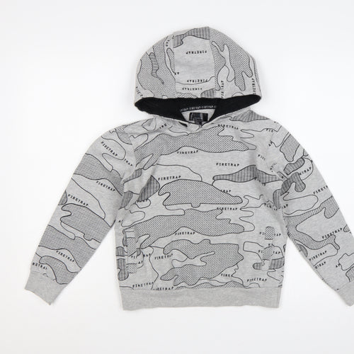 Firetrap Boys Grey Camo Logo Pullover Hoodie 9-10 Years