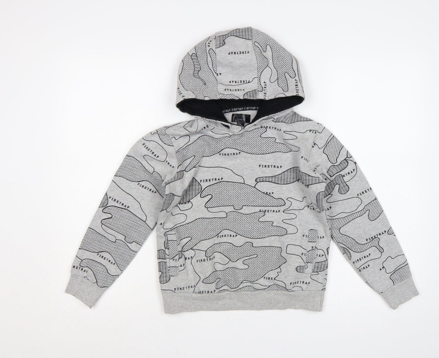 Firetrap Boys Grey Camo Logo Pullover Hoodie 9-10 Years