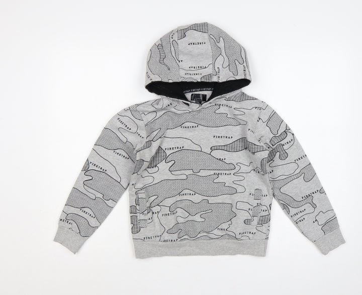 Firetrap Boys Grey Camo Logo Pullover Hoodie 9-10 Years
