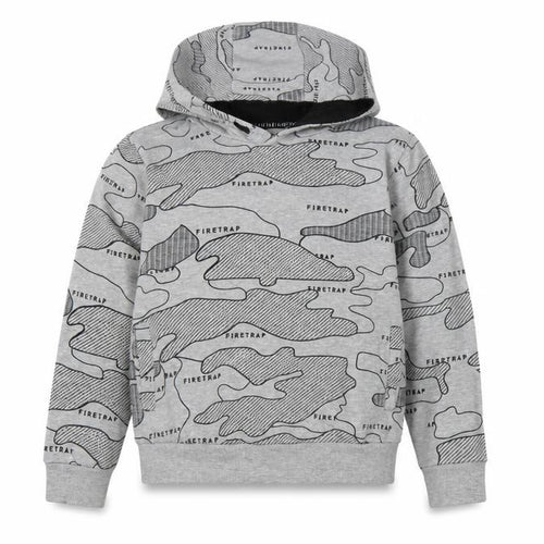 Firetrap Boys Grey Camo Logo Pullover Hoodie 9-10 Years