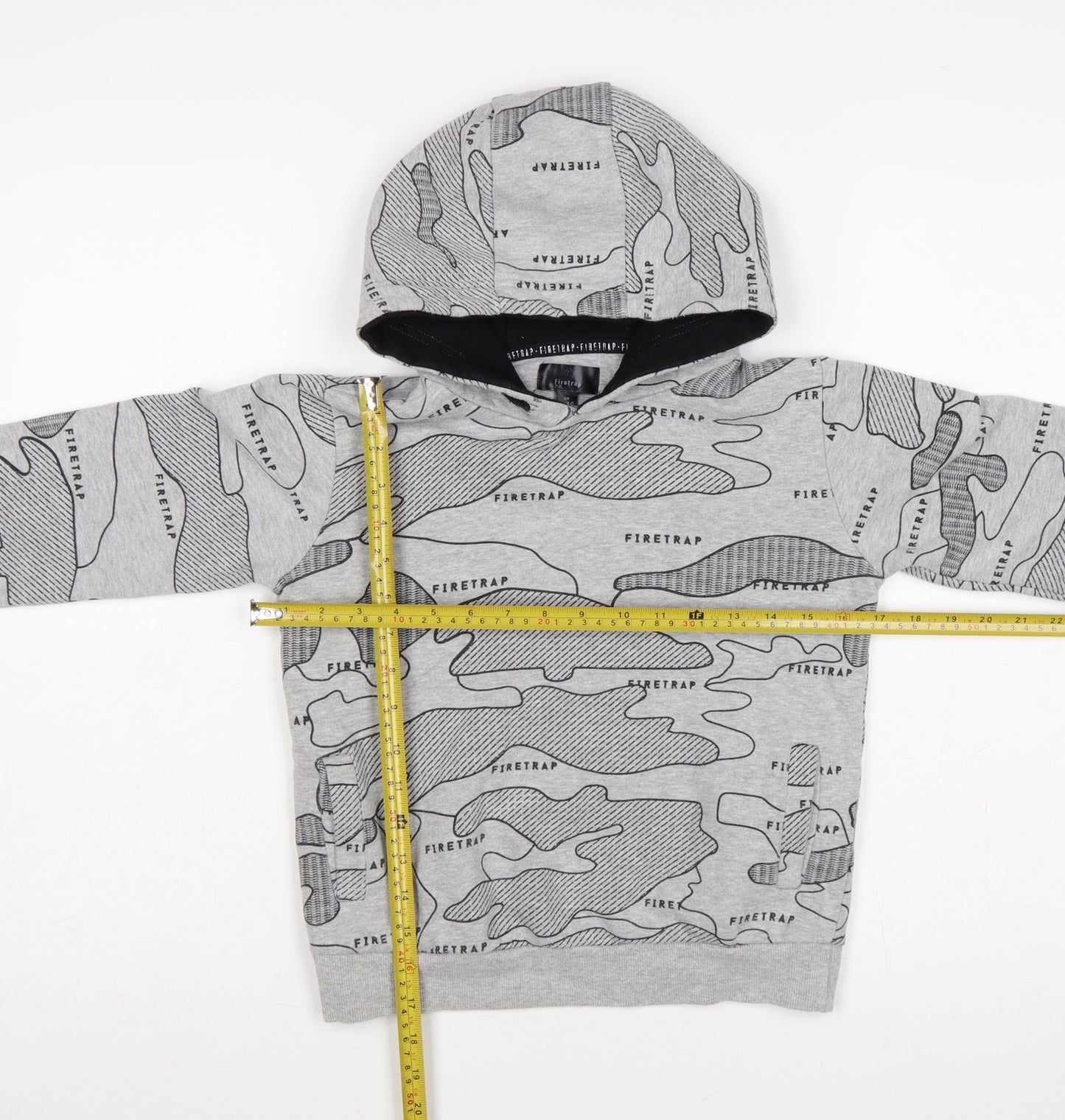 Firetrap Boys Grey Camo Logo Pullover Hoodie 9-10 Years