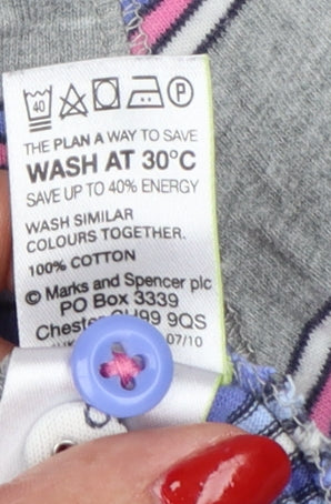 Marks and Spencer Women Multicoloured Size 12 Striped Cotton Polo Top