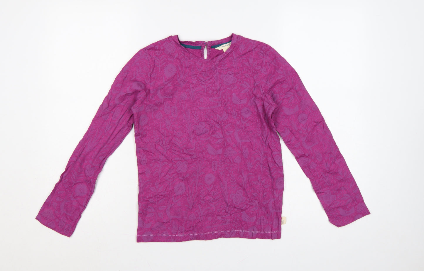 White Stuff Girls Pink 9-10 Years Floral Animal Long Sleeve T-Shirt