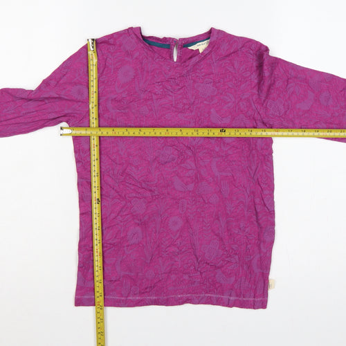 White Stuff Girls Pink 9-10 Years Floral Animal Long Sleeve T-Shirt