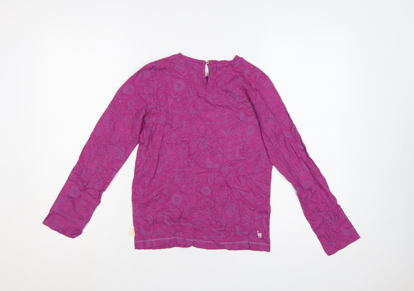 White Stuff Girls Pink 9-10 Years Floral Animal Long Sleeve T-Shirt