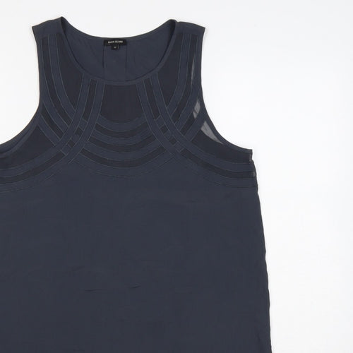River Island Women Blue Size 12 Sleeveless Sheer Panel Tunic Blouse