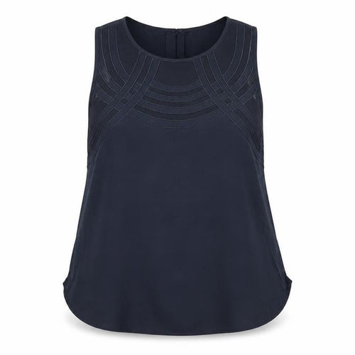 River Island Women Blue Size 12 Sleeveless Sheer Panel Tunic Blouse