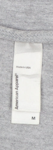 American Apparel Women Grey M Cropped Wrap Jersey Long Sleeve Top