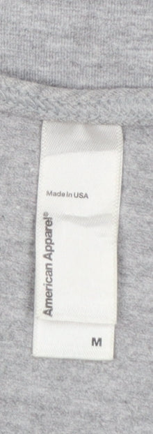 American Apparel Women Grey M Cropped Wrap Jersey Long Sleeve Top