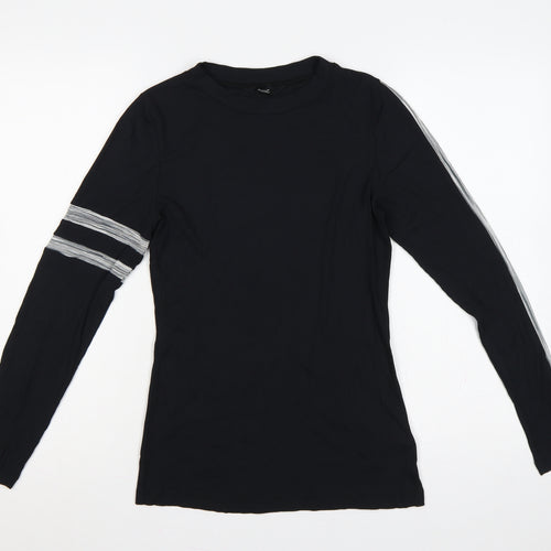 Next Women Black UK 8 Slim Ribbed Jersey Long Sleeve Stripe T-Shirt