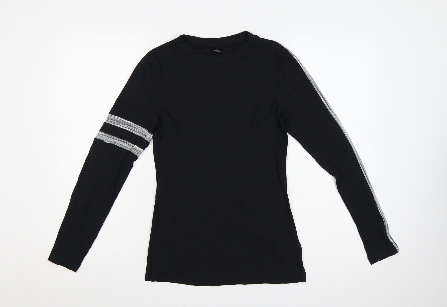 Next Women Black UK 8 Slim Ribbed Jersey Long Sleeve Stripe T-Shirt