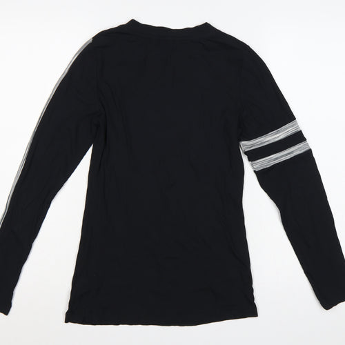 Next Women Black UK 8 Slim Ribbed Jersey Long Sleeve Stripe T-Shirt
