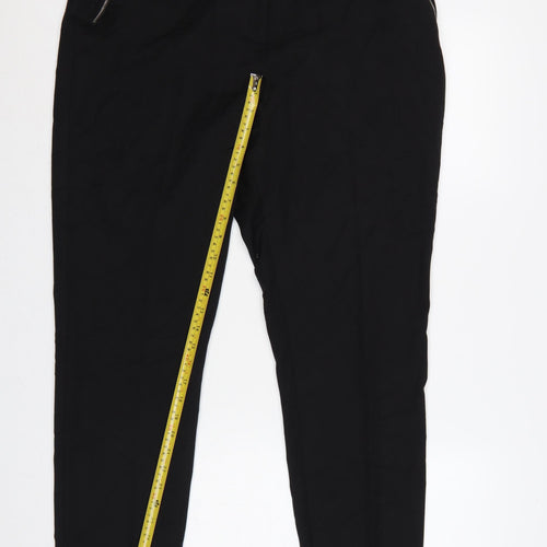 Wallis Women Black UK 16 Tapered Tailored Zip Pocket Trousers