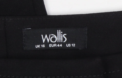 Wallis Women Black UK 16 Tapered Tailored Zip Pocket Trousers