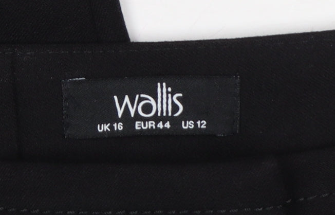 Wallis Women Black UK 16 Tapered Tailored Zip Pocket Trousers