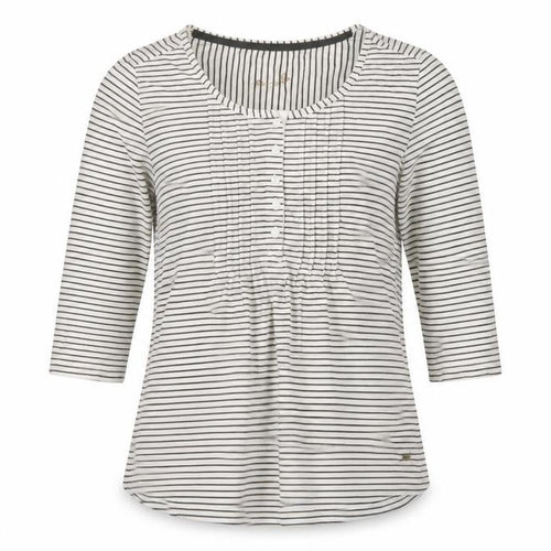 Easy Women White Black Stripe Cotton Long Sleeve Button Blouse UK 14