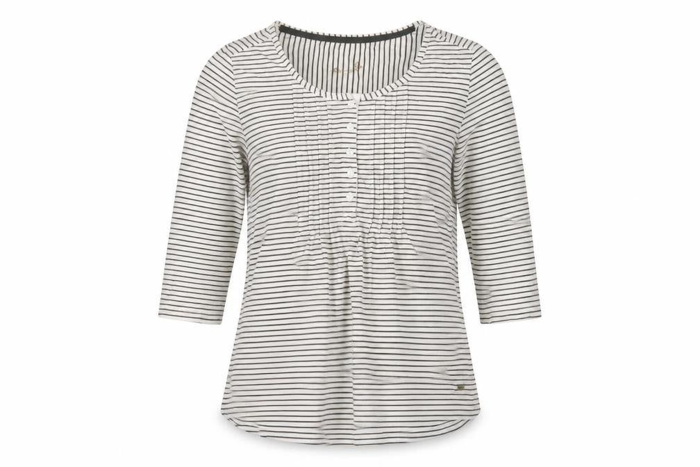 Easy Women White Black Stripe Cotton Long Sleeve Button Blouse UK 14