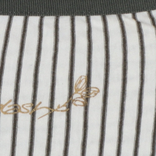 Easy Women White Black Stripe Cotton Long Sleeve Button Blouse UK 14