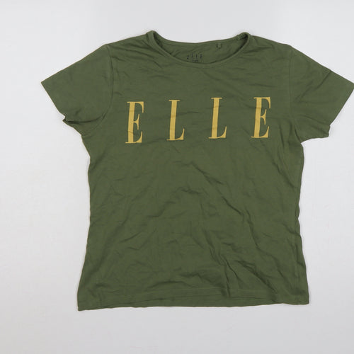 ELLE Junior Girls Olive Green 14-15 Years Graphic Logo Cotton T-Shirt
