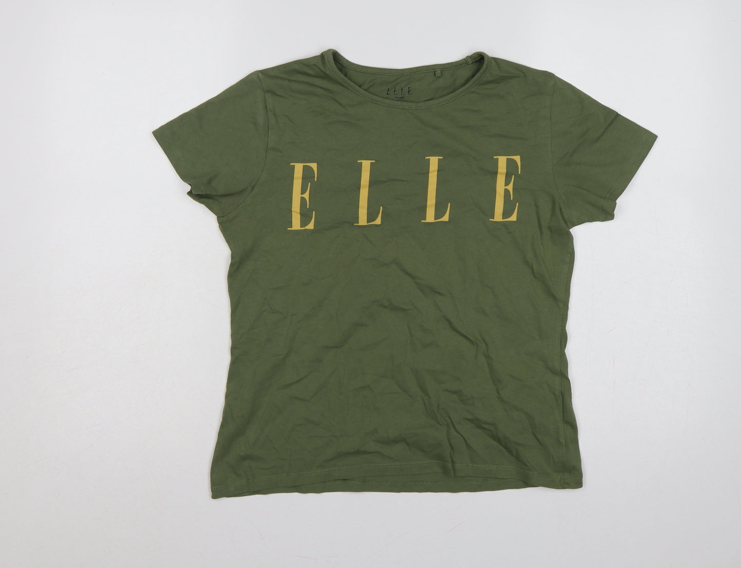 ELLE Junior Girls Olive Green 14-15 Years Graphic Logo Cotton T-Shirt