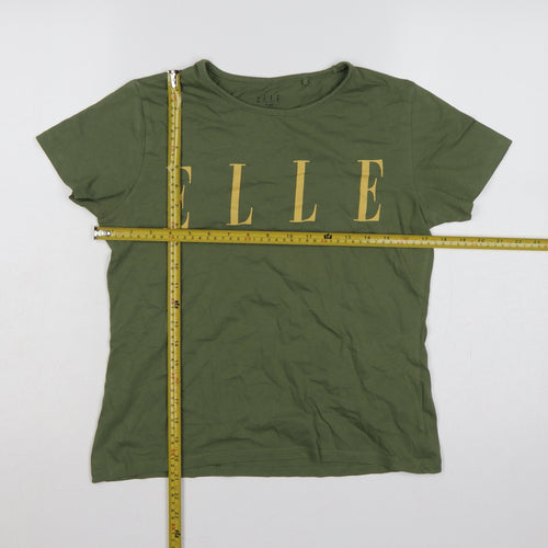 ELLE Junior Girls Olive Green 14-15 Years Graphic Logo Cotton T-Shirt