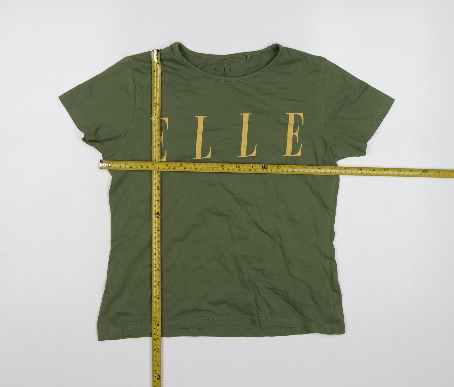 ELLE Junior Girls Olive Green 14-15 Years Graphic Logo Cotton T-Shirt