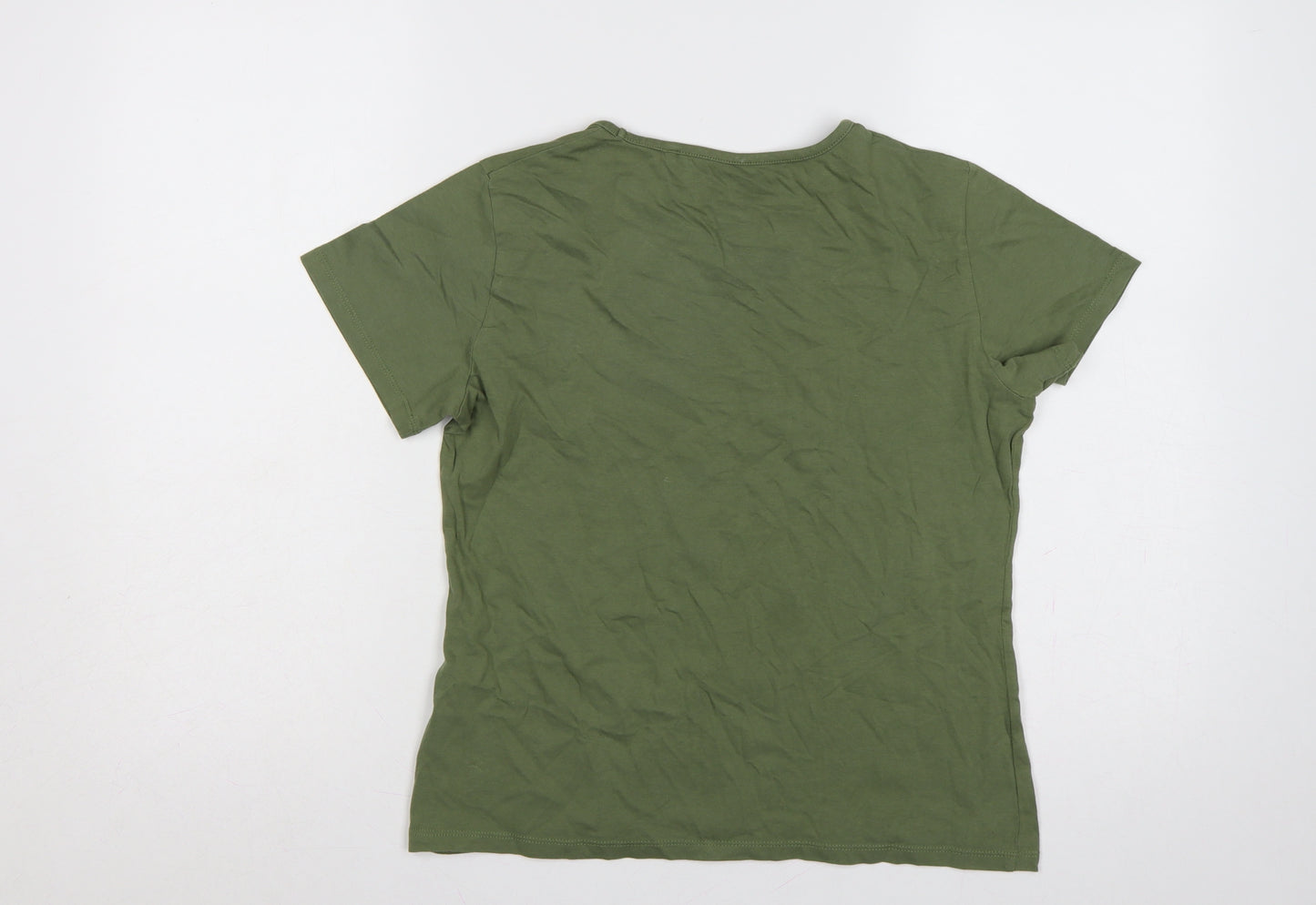 ELLE Junior Girls Olive Green 14-15 Years Graphic Logo Cotton T-Shirt