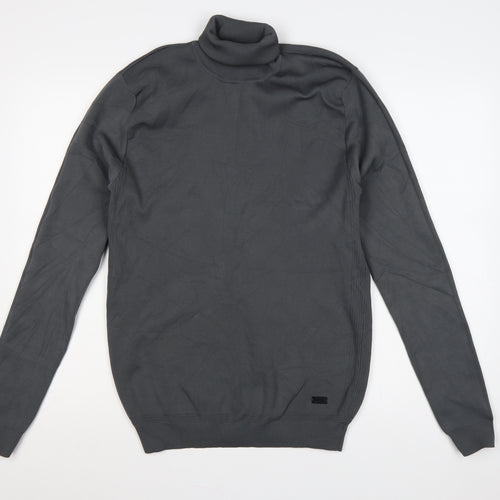River Island Men's Grey M Roll Neck Knitted Pullover Jumper
